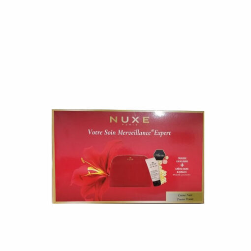 NUXE TROUSSE EN VELOURS +CREME NUIT TOUTES PEAUX+ CREME MAINS & ONGLES 50ML OFFERTS