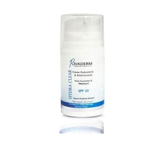 RIVADERM Hydra clear – Crème hydratante – Eclaircissante – Vitamine E – SPF30